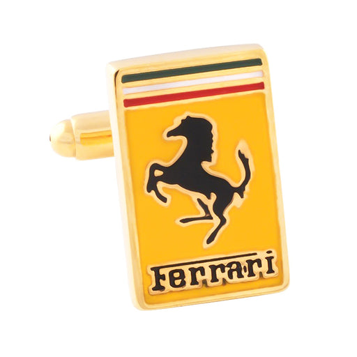 Ferrari Cufflinks Gold Car Logo Front View