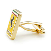 Car Ferrari Cufflinks Gold and Bright Yellow Side View