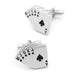 Lucky Casino Playing Cards Cufflinks Royal Flush Pair Silver Front and Side View