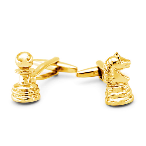 Gold Chess Cufflinks For Men Front View