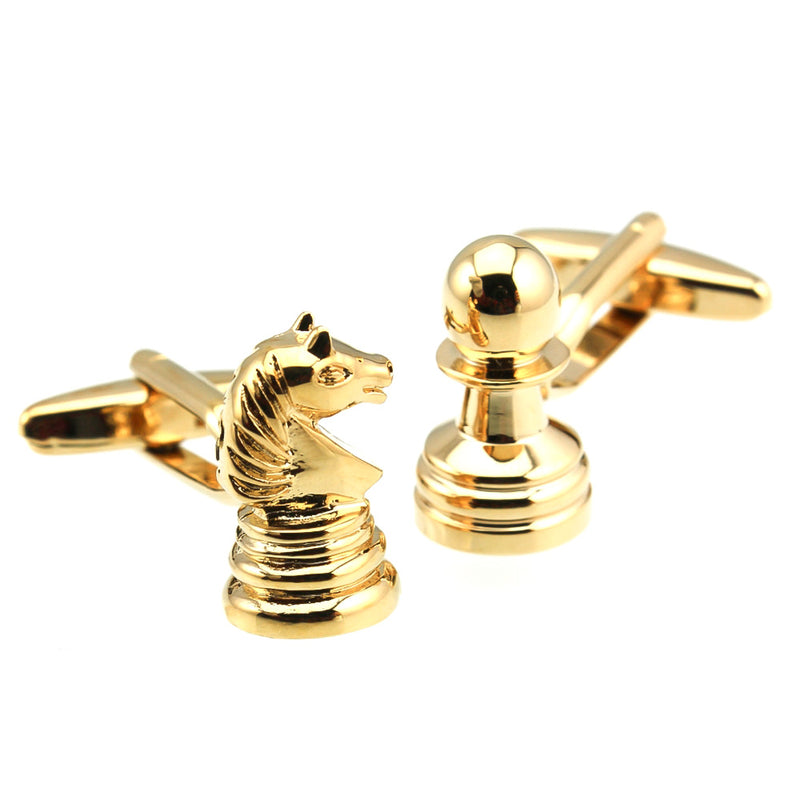 Gold Chess Cufflinks For Men Side View