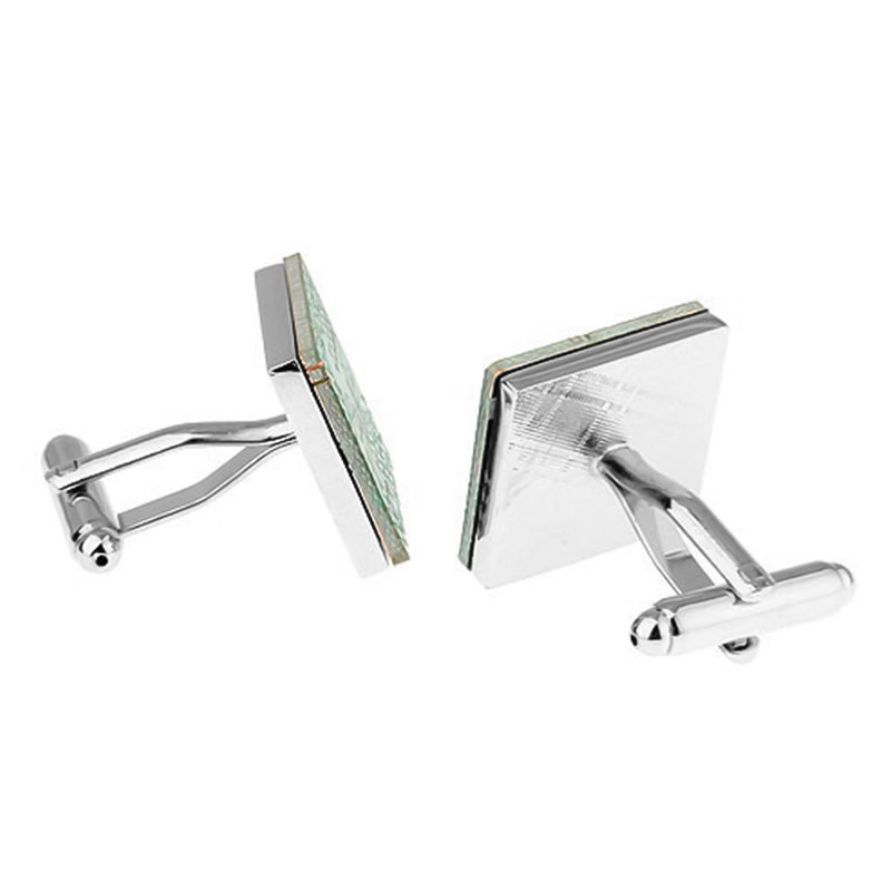 Cufflinks - Circuit Board (Silver & Green Front)