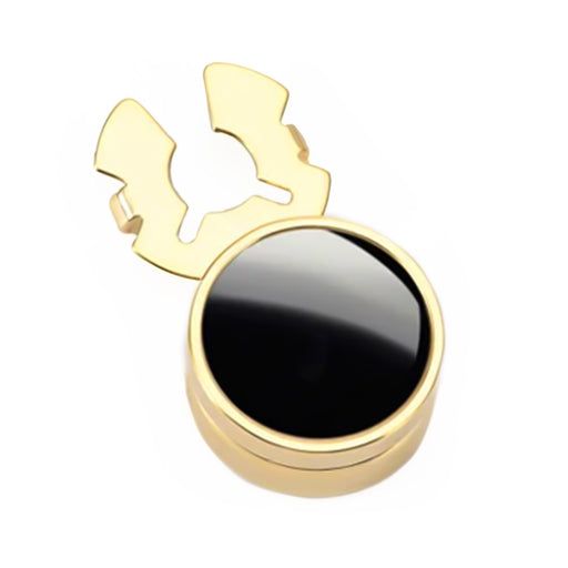 Cuff Button Cover Gold and Black Resin Fill Top View