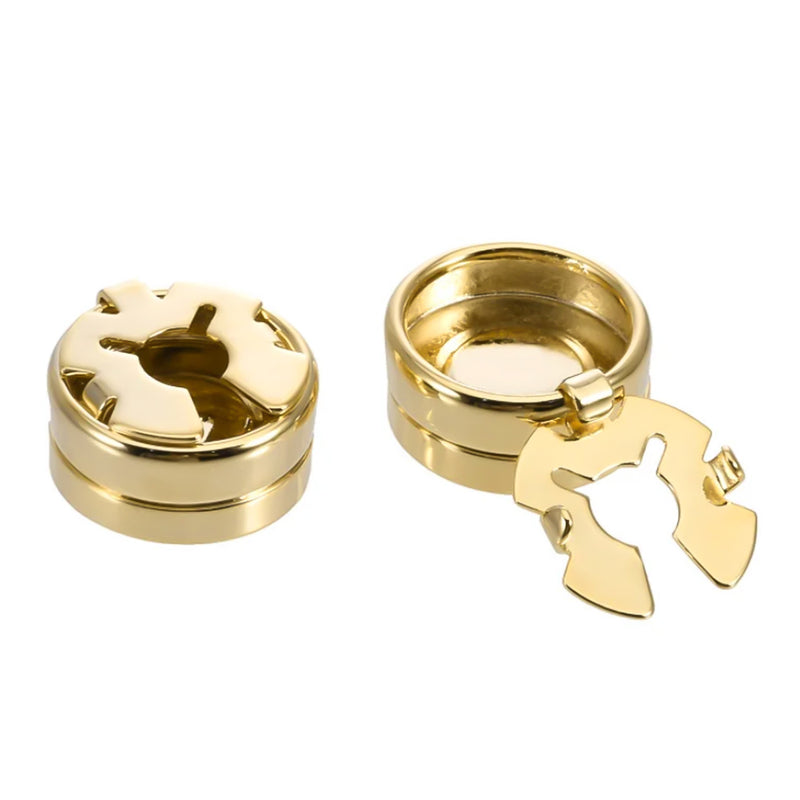 Cuff Button Cover Gold and Black Resin Fill Bottom View