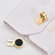 Cuff Button Cover Gold and Black Resin Fill On Shirt Sleeve