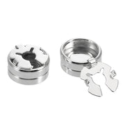 Cuff Button Cover Silver and Black Resin Fill Bottom View