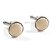 Beige Fabric Cufflinks Material Silver Mirco Check