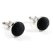 Black Fabric Cufflinks Material Silver Mirco Check