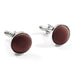 Brown Fabric Cufflinks Material Silver Mirco Check