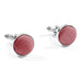 Sunkist Coral Pink Fabric Cufflinks Material Silver Micro Check