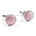 Light Pink Fabric Cufflinks Material Silver Micro Check