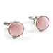 Light Peach Pink Fabric Cufflinks Material Silver Mirco Check