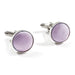 Light Lavender Purple Fabric Cufflinks Material Silver Micro Check