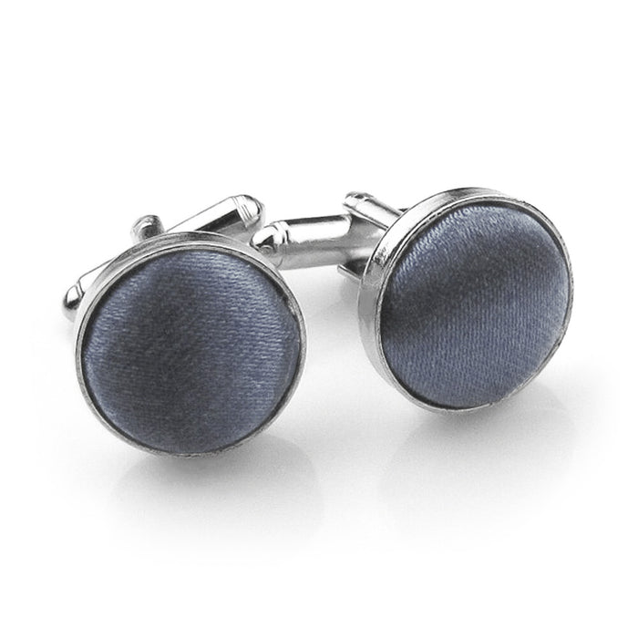 Dark Grey Fabric Cufflinks Material Silver
