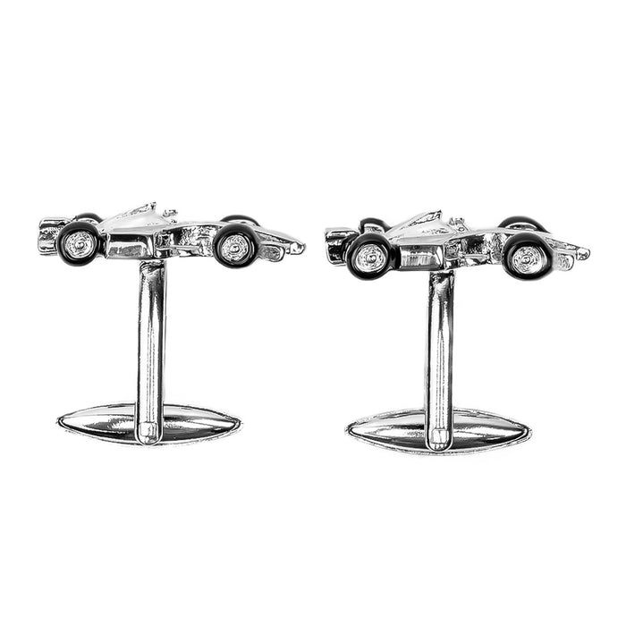 Black and Silver F1 Racing Cufflinks Formula One Car Side View