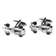 Black and Silver F1 Racing Cufflinks Formula One Car Pair