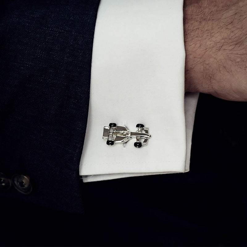 Cufflinks - Car F1 Racing (Black & Silver)