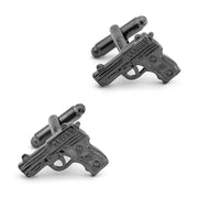 Hand Gun Cufflinks Pistol Gunmetal Black Side
