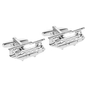 Army Helicopter Cufflinks Silver Front Pair