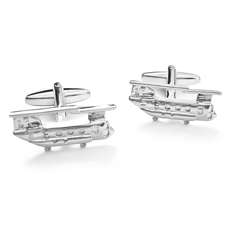 Army Helicopter Cufflinks Silver Side Pair