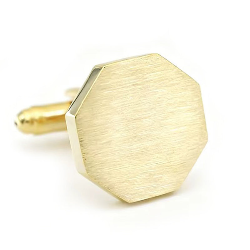 Brushed Hexagon Cufflinks Gold Front
