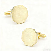 Brushed Hexagon Cufflinks Gold Front Pair