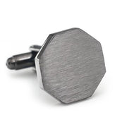 Brushed Hexagon Cufflinks Gunmetal Black Front
