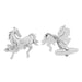 Stallion Horse Cufflinks Silver Front and Back View