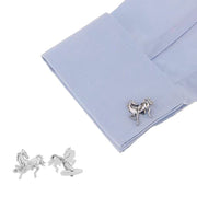 Stallion Horse Cufflinks Silver On Shirt Sleeve