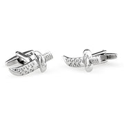 Yemeni Jambiya dagger Knife Cufflinks For Men Silver Front Pair