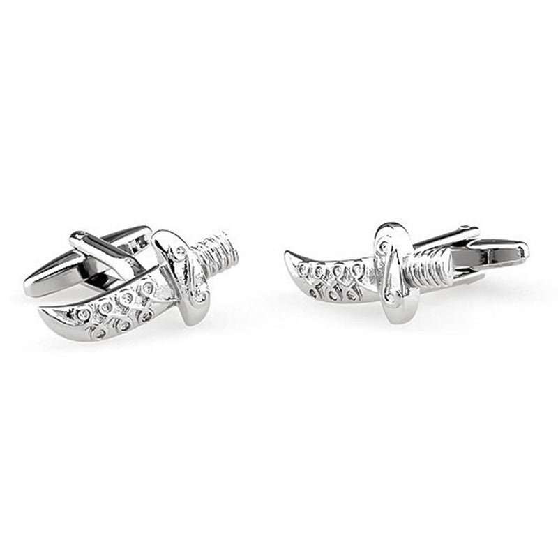 Yemeni Jambiya dagger Knife Cufflinks For Men Silver Front Pair