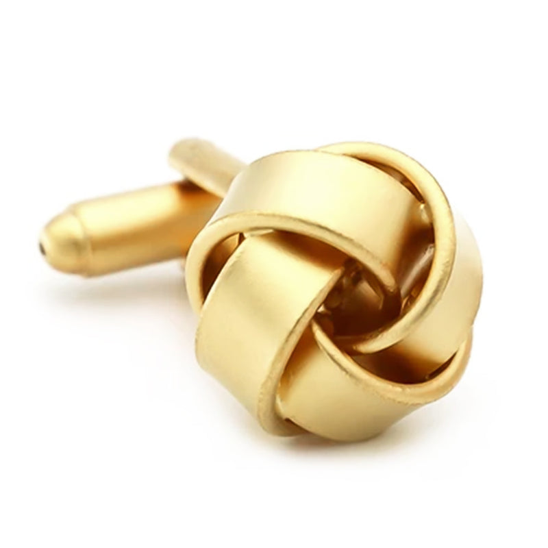 Light Matt Gold Knot Cufflinks For Men Dull Front View