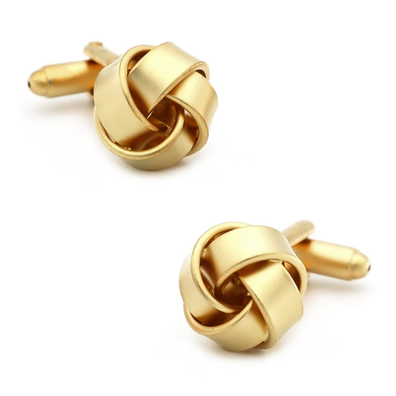 Light Matt Gold Knot Cufflinks For Men Dull Pair