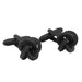 Square Knot Cufflinks Matt Black Side View Pair