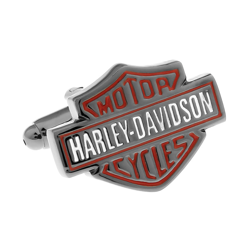 Cufflinks - Motorcycle Classic Logo Emblem (Gunmetal Black & Red)