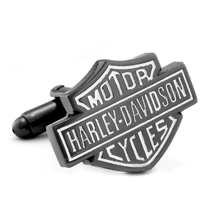 Cufflinks - Motorcycle Classic Logo Emblem (Gunmetal Black & White)