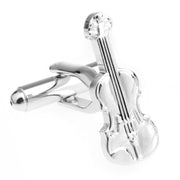 Silver Violin Cufflinks Musical Instrument Front Image