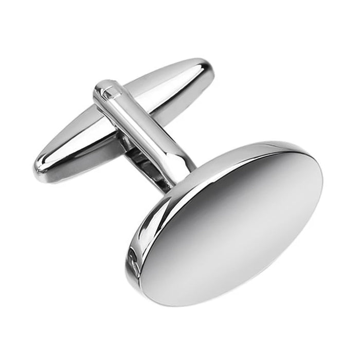 Rounded Oval Cufflink Silver Side Image