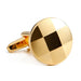 Round Domed Checker Block Cufflinks Gold Front View