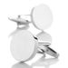 Flat Round Cufflinks Silver Glossy 18mm Front View Pair