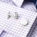 Flat Round Cufflinks Silver Glossy 17mm On Shirt Sleeve