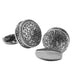 Vintage Round Mandala Pattern Cufflinks Antique Silver Front and Back View