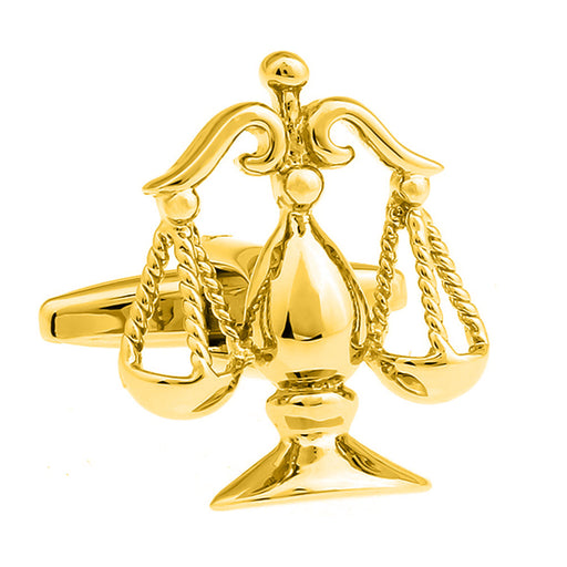 Gold Scales Of Justice Cufflinks For Men Front View