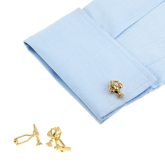 Gold Scales Of Justice Cufflinks For Men On Shirt Sleeve
