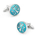 Scales Of Justice Cufflinks Silver & Blue Round Pair Side View