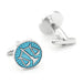 Scales Of Justice Cufflinks Silver & Blue Round Front and Back View