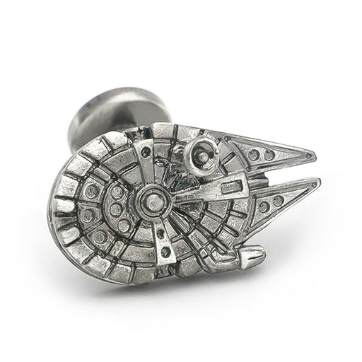 Star Wars Millennium Falcon Cufflinks Light Antique Silver Front View