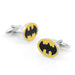 Black and Yellow Batman Cufflinks Oval Shape Silver Pair