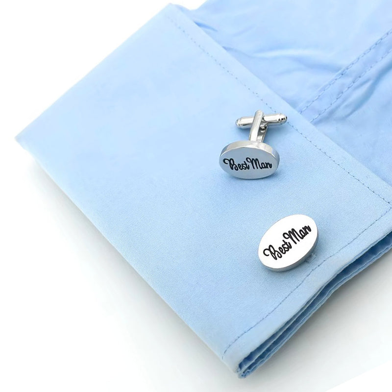 Cufflinks - Wedding Best Man Oval (Silver)