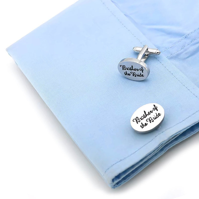 Cufflinks - Wedding Brother Of The Bride Oval (Silver)